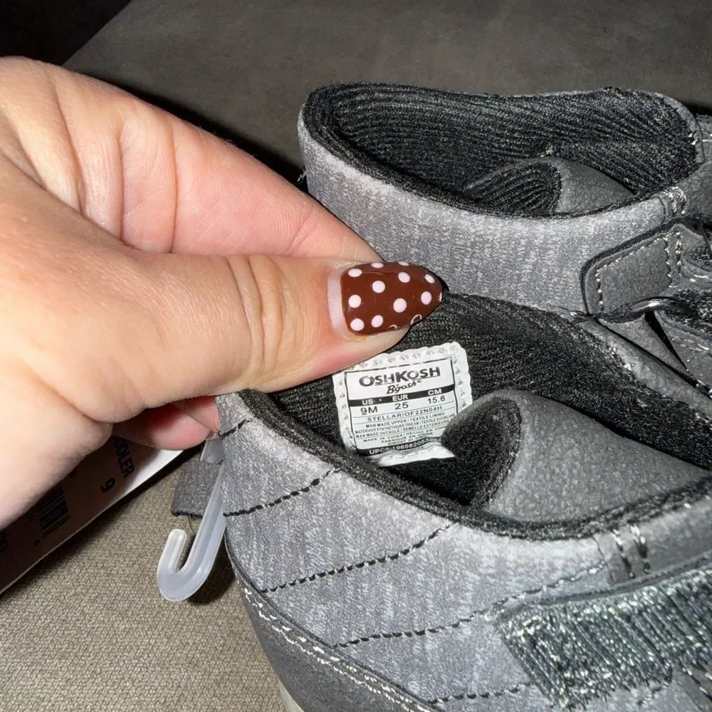 NWT- OshKosh B'gosh Gray Kids Sneakers- Size 9